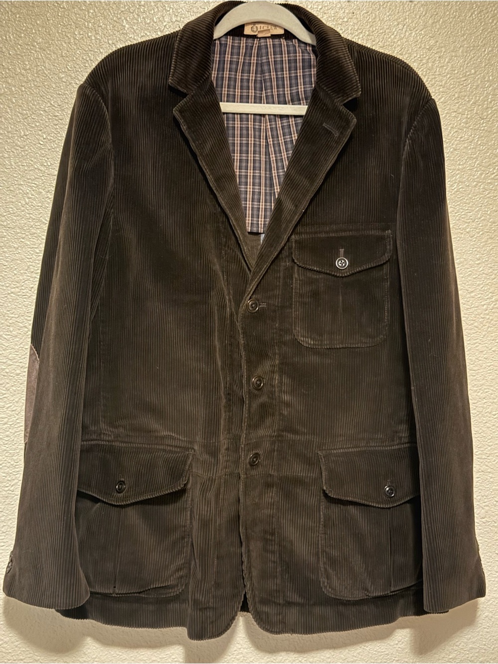 Vintage J.Crew Men's Corduroy Blazer with Elbow Patches - Size L